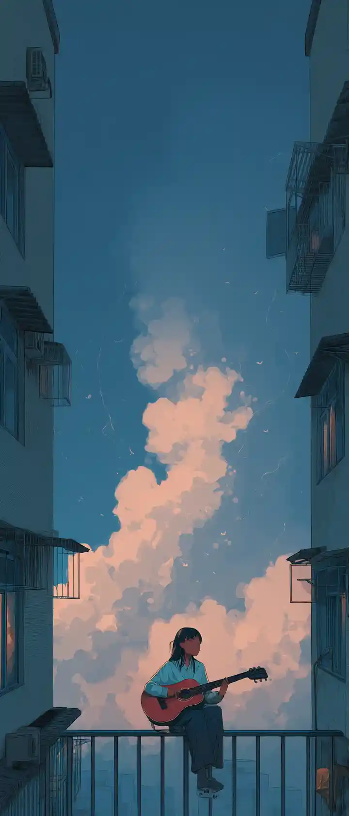 Música de anime escuchando su melodía en una habitación tranquila