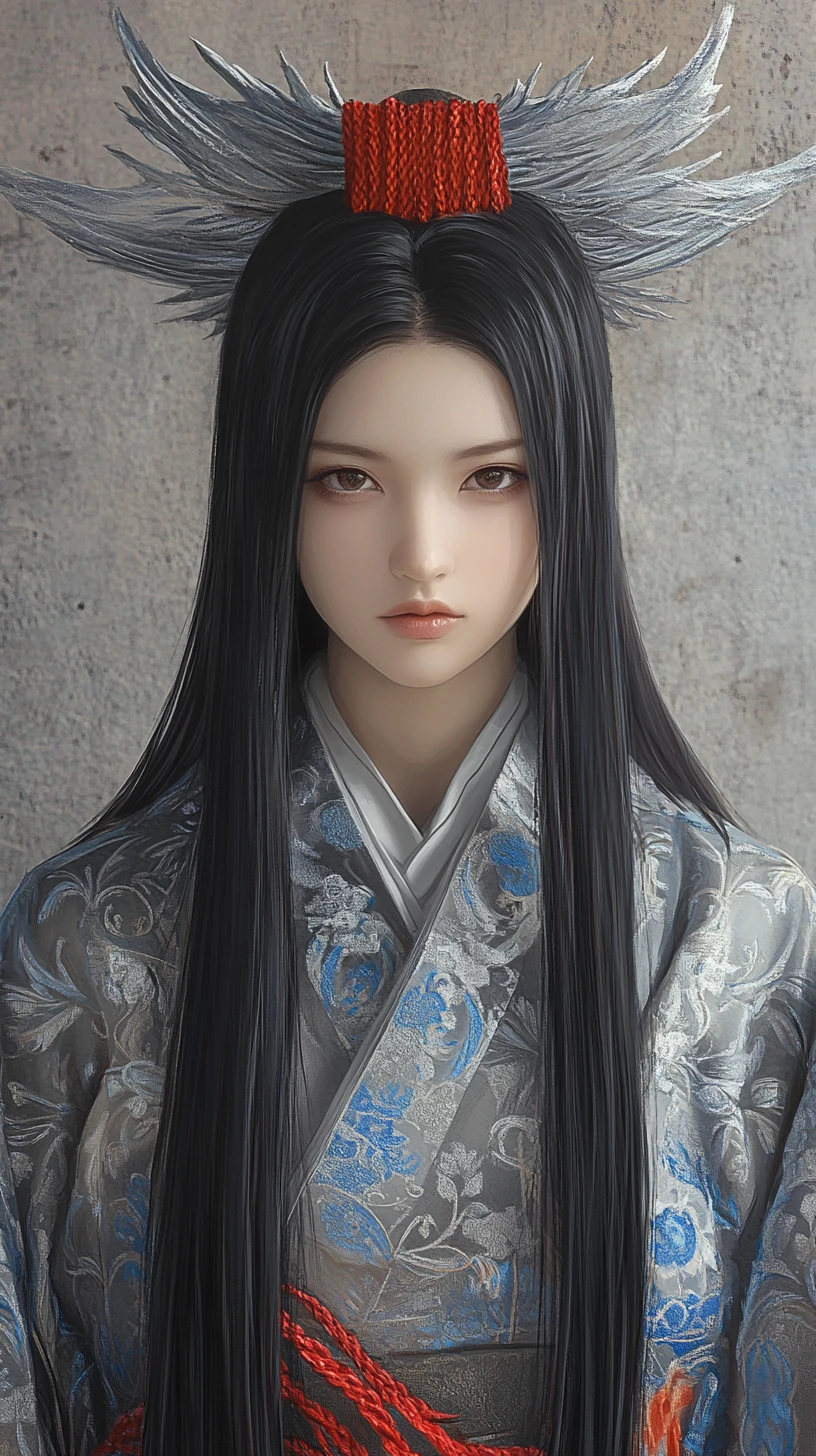 Jeune femme en kimono cérémoniel avec coiffe sculpturale