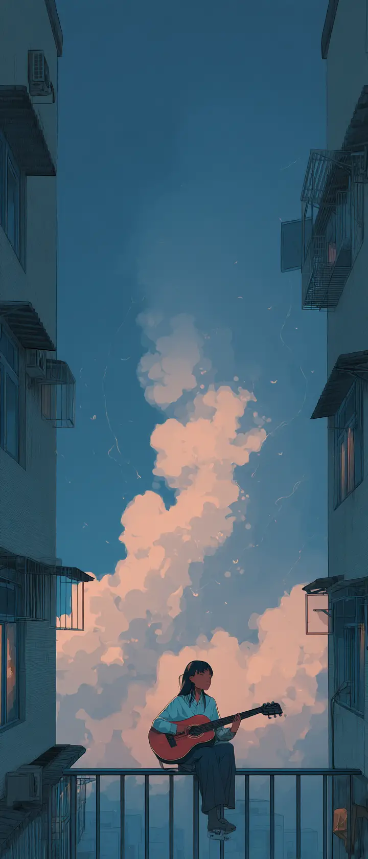 Música de anime escuchando su melodía en una habitación tranquila