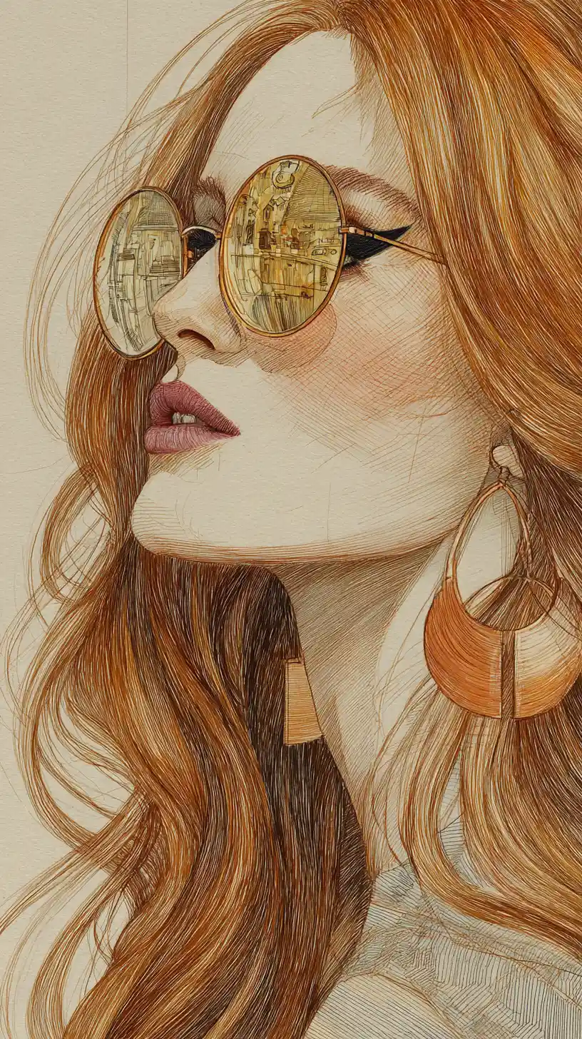 Ilustração de moda elegante de mulher com óculos de sol espelhados