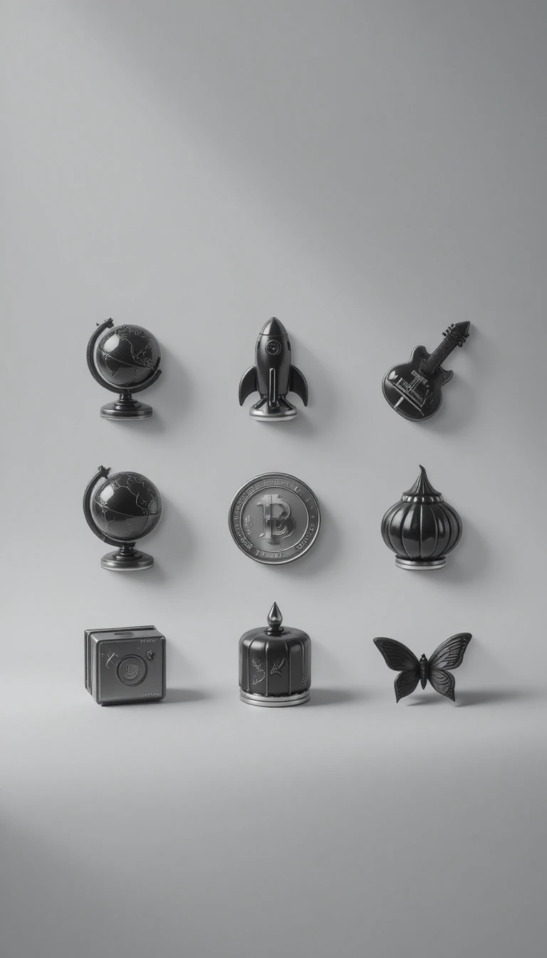 Ícones minimalistas de bolo em forma de objetos de luxo sobre fundo branco
