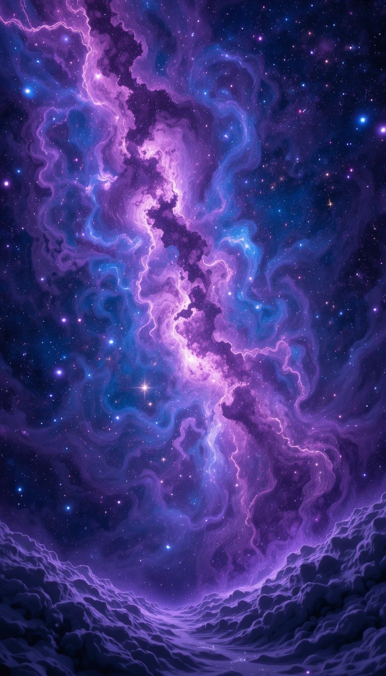 Paysage cosmique avec galaxies tourbillonnantes et étoiles lumineuses
