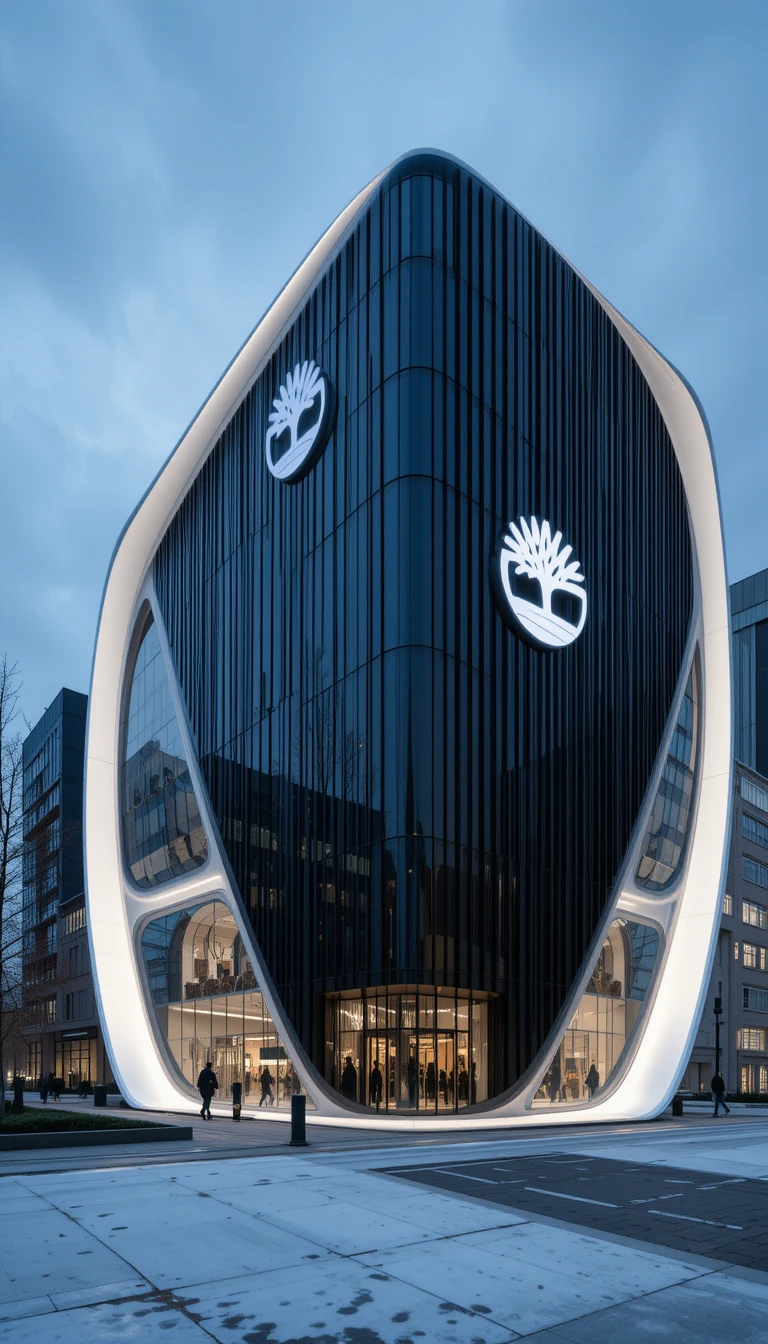 Loja flagship futurista da Timberland com arquitetura moderna e elegante