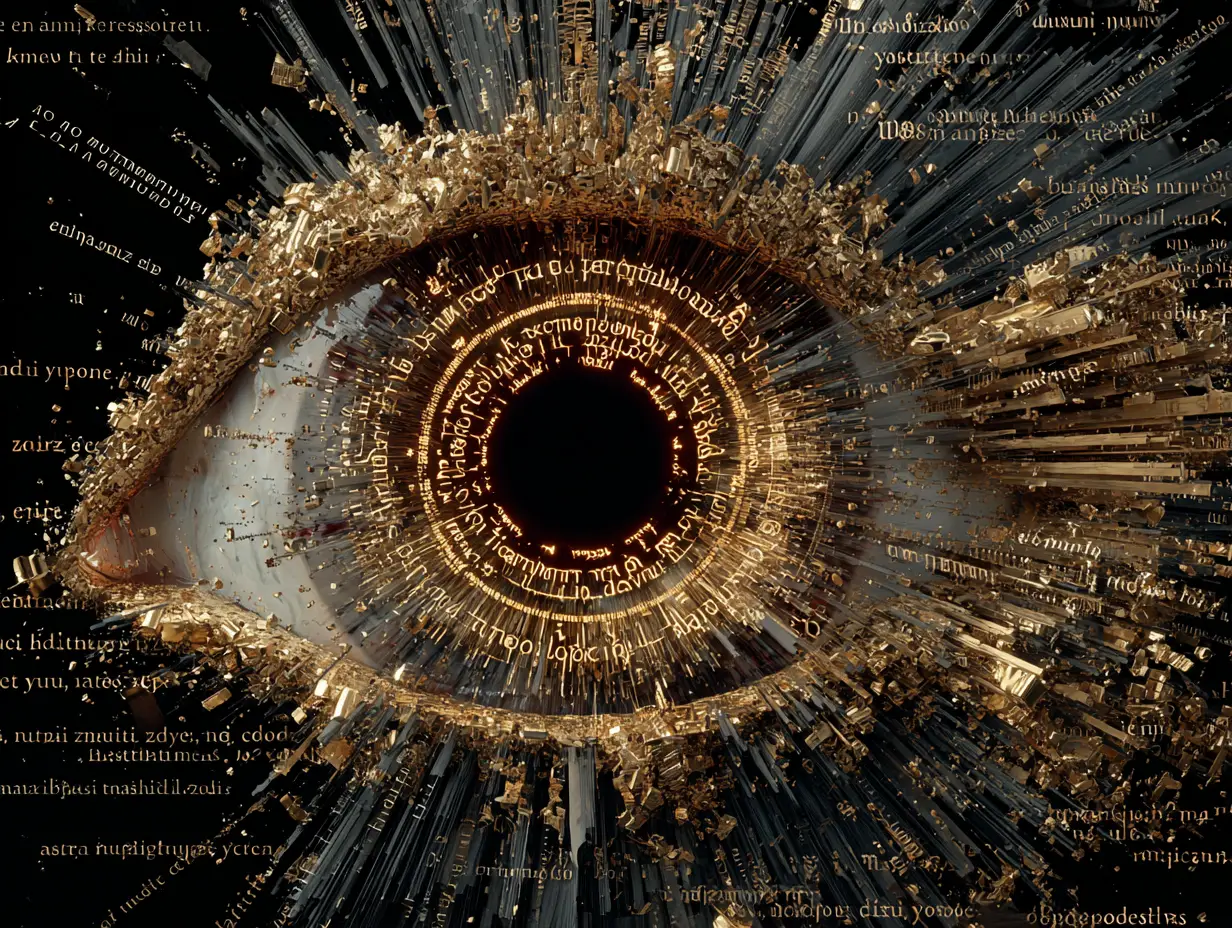 Burning sacred eye within exploding cosmic sacred geometry