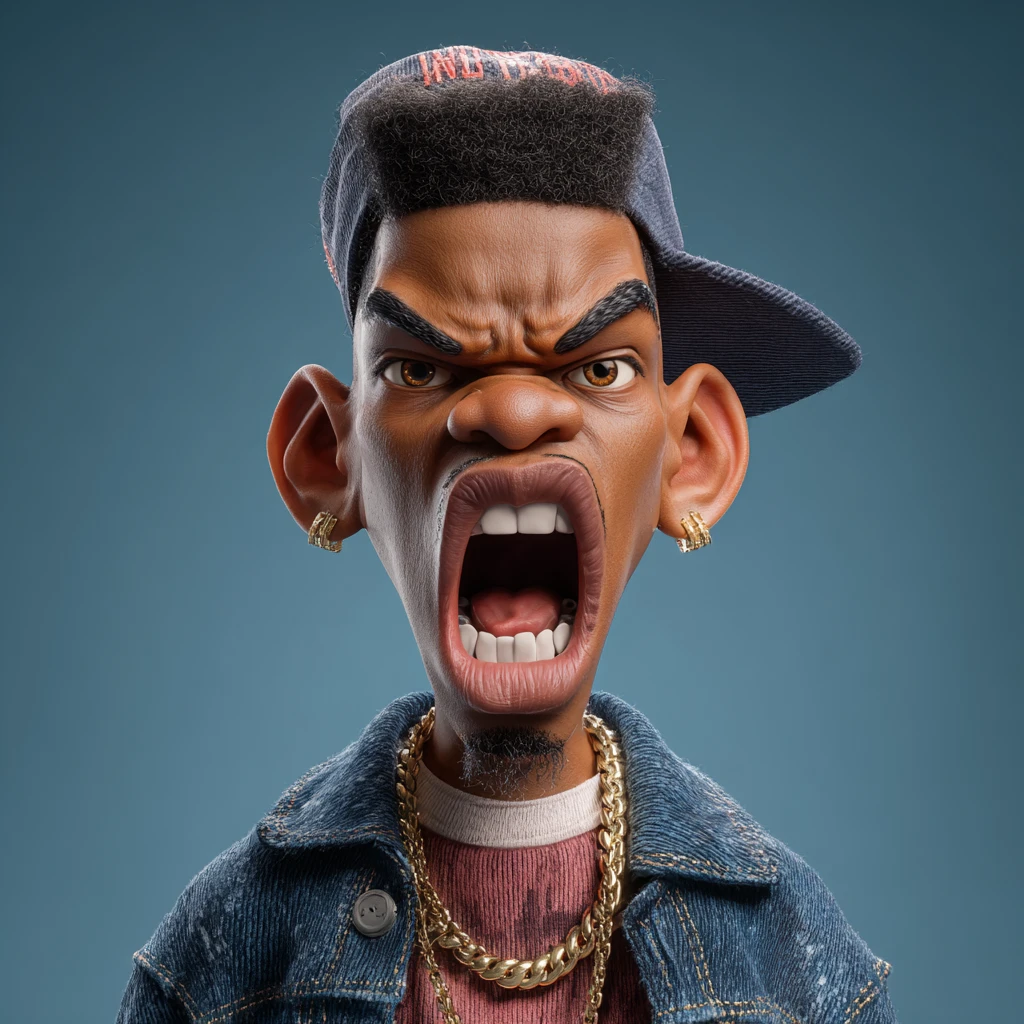 Junger Hip-Hop-Rapper in 3D auf einer Straße in Harlem