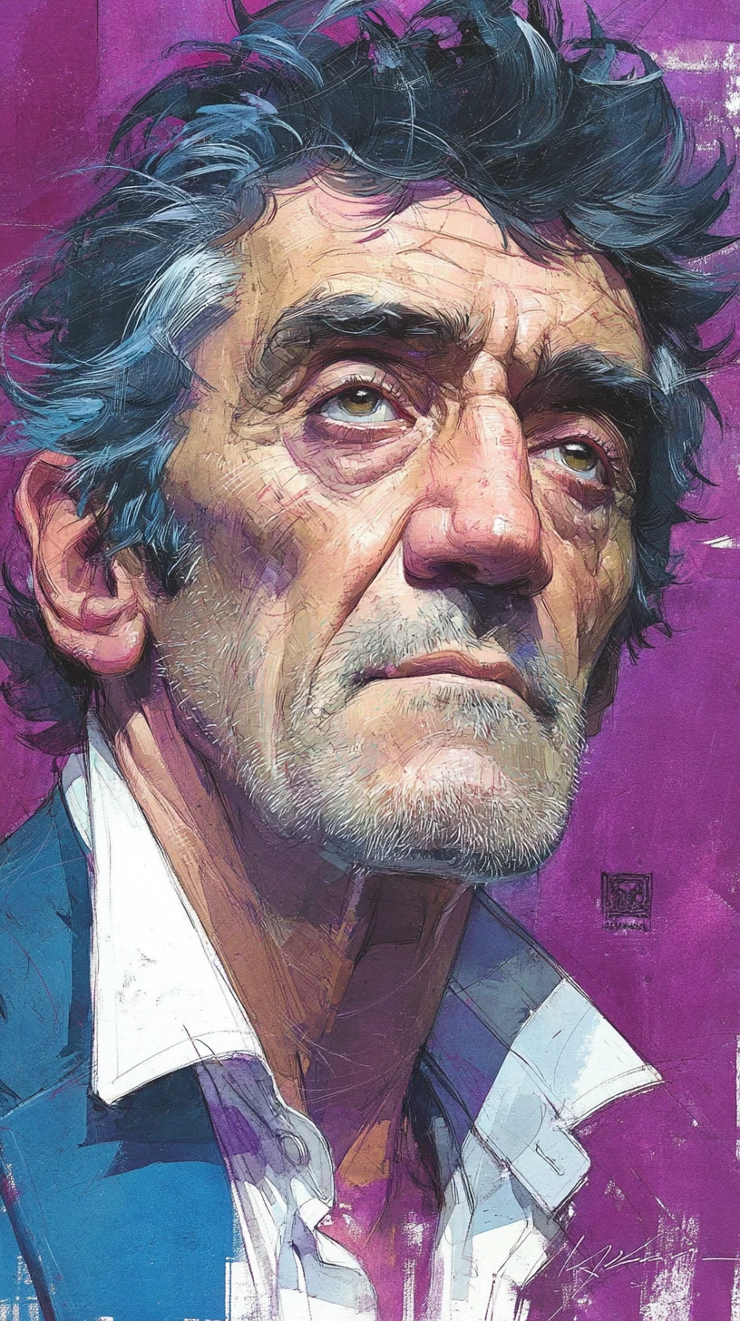 Retrato Expressivo de um Homem em Pintura Digital em Guache