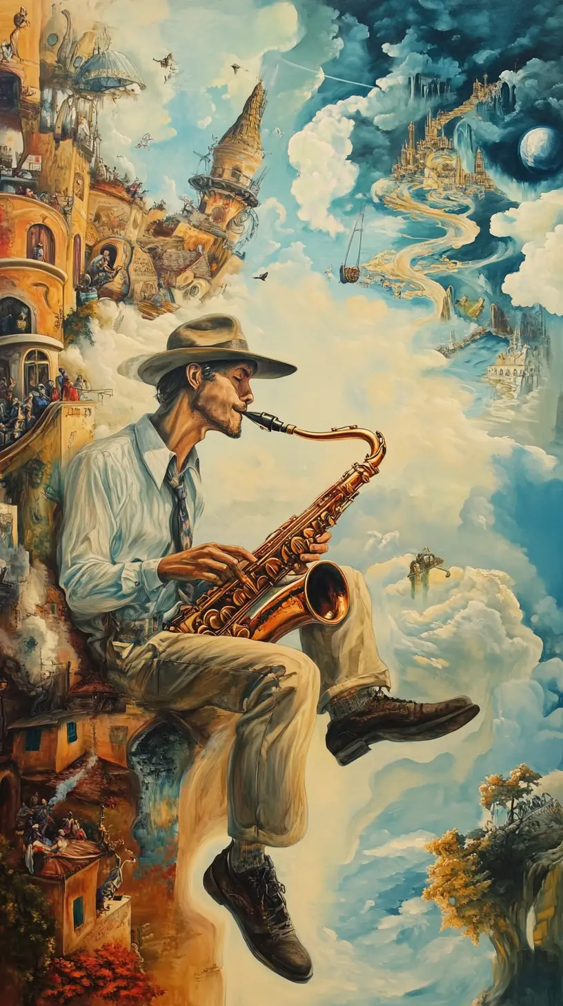 音樂能量流動的抽象爵士場景