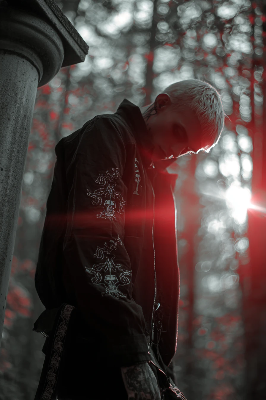 Homem solitário à deriva em um mundo necropunk sombrio