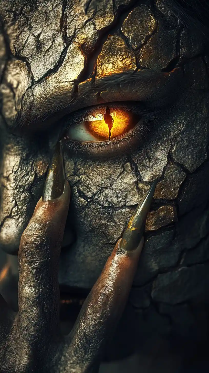 Retrato de fantasía oscura de un híbrido humano-demonio con cuernos