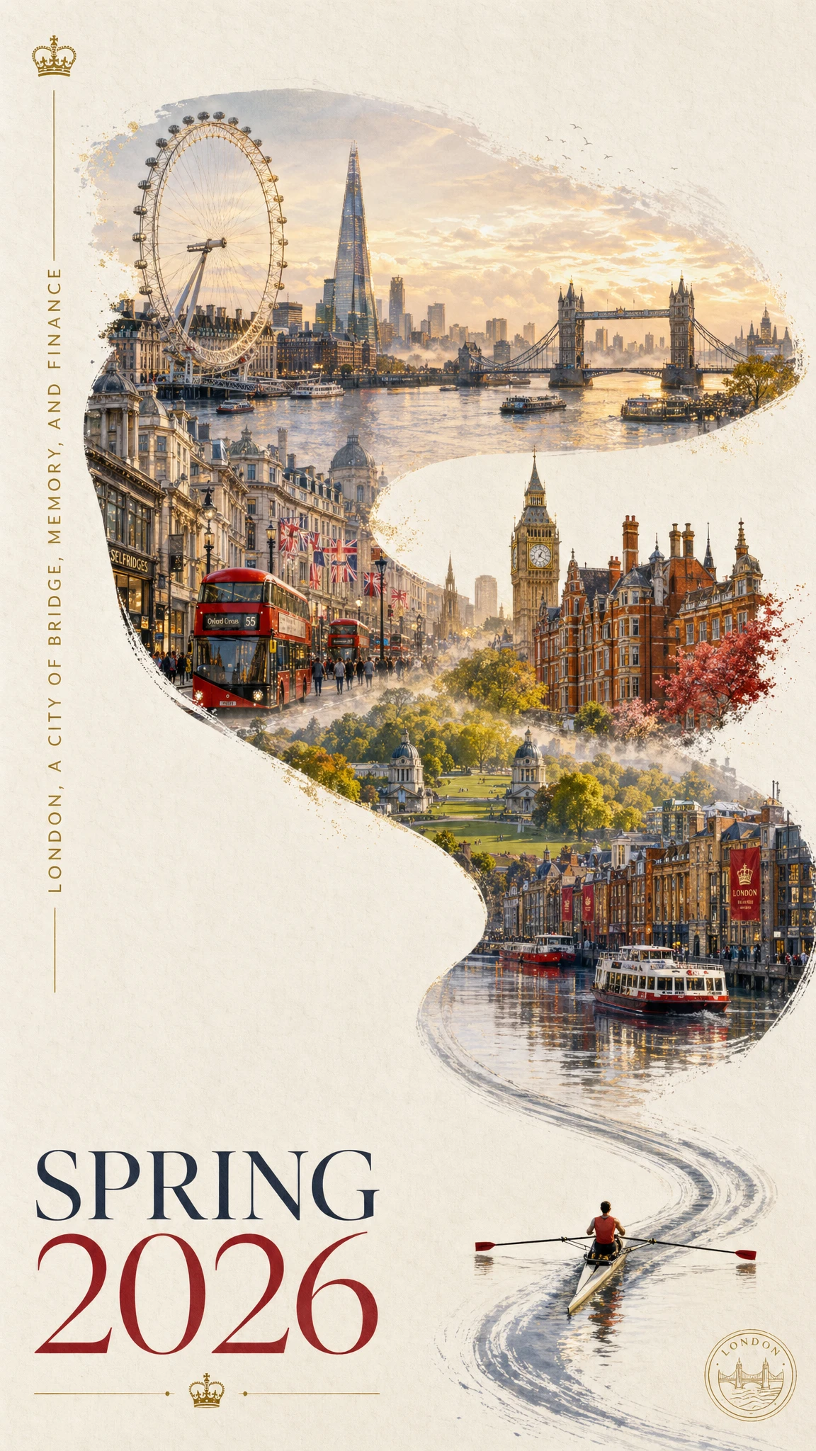Frühling 2026: London-Panorama am Fluss mit eleganter Stadtsilhouette