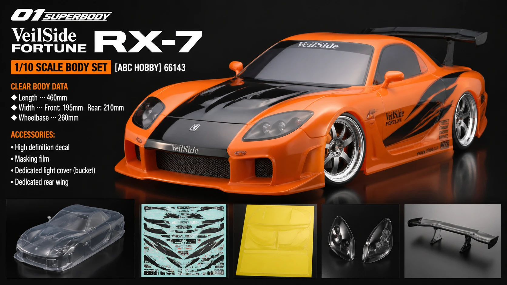 Mazda RX-7 FD3S Veilside Fortune 精細模型車身套件