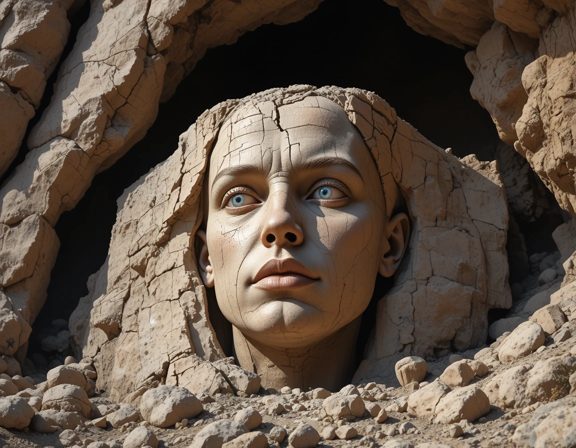 Monumentale Felswand in Form eines menschlichen Profils
