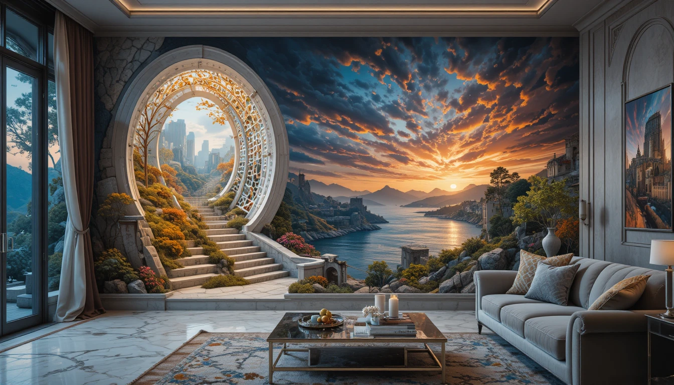Cottage de campagne fantastique dans un paysage de rêve surréaliste