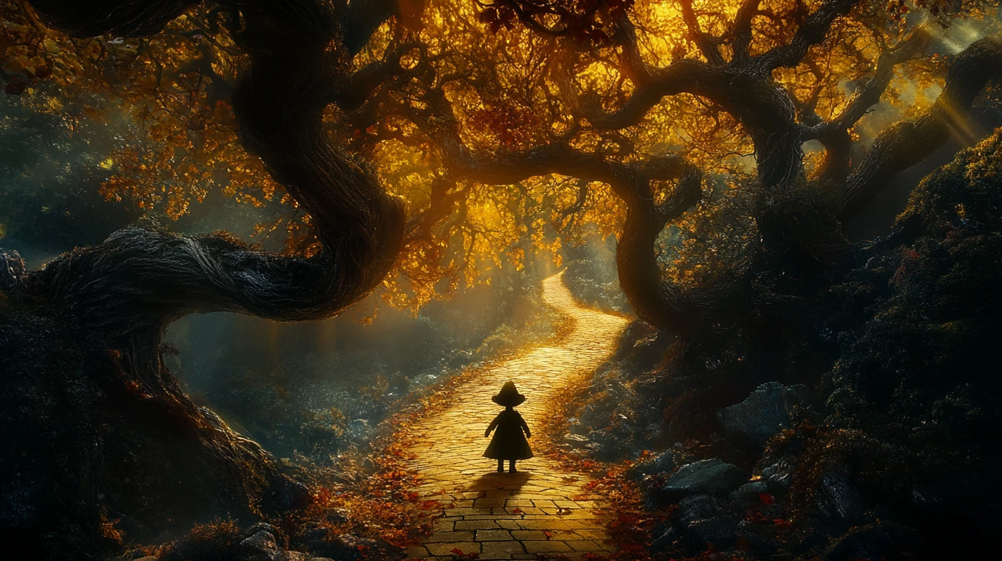 Figura in controluce ai margini di una foresta mistica