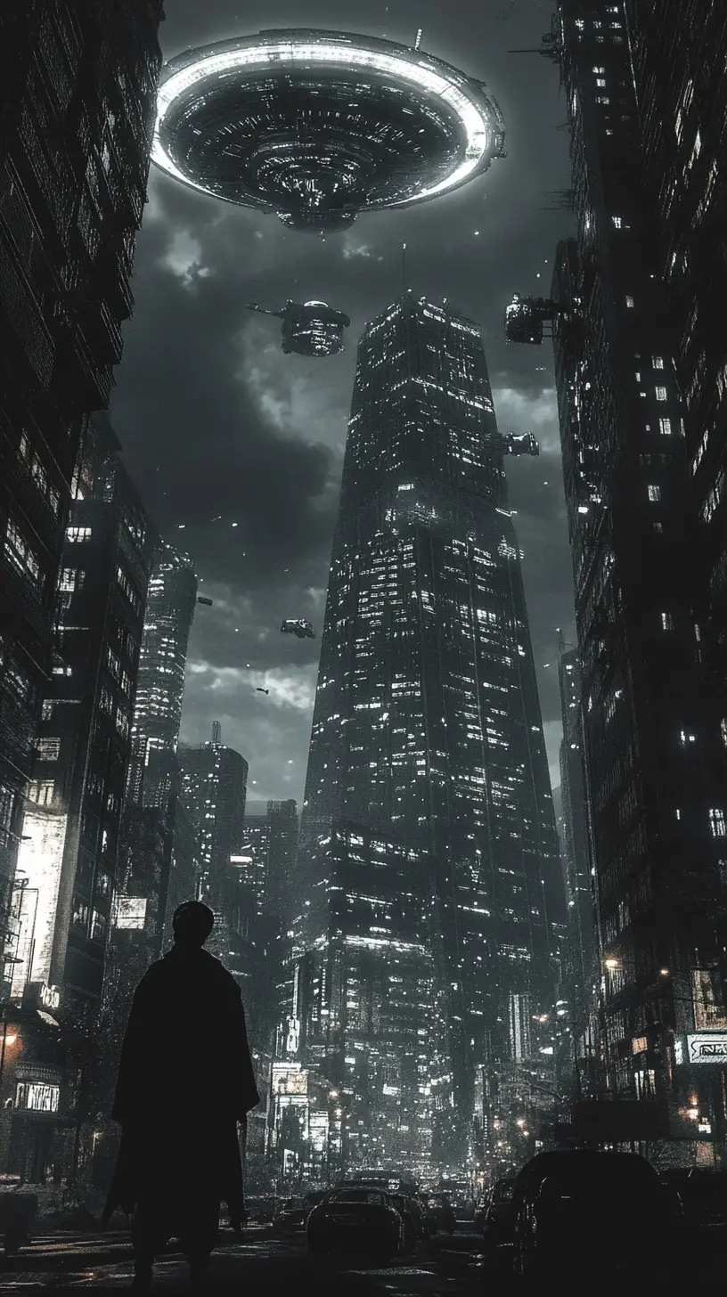 Cgi bird in the sky with a mysterious ufo nearby