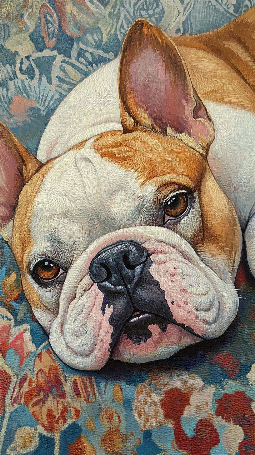 Bulldog che si gode un massaggio sul lettino in un accogliente salone di bellezza
