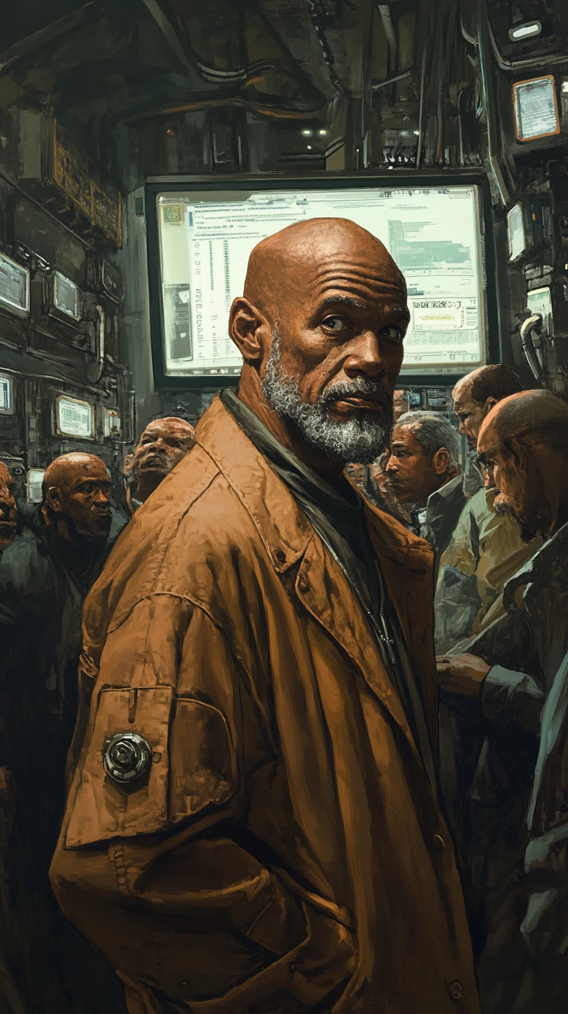 Empresário confiante cercado por pessoas analisando seus registros