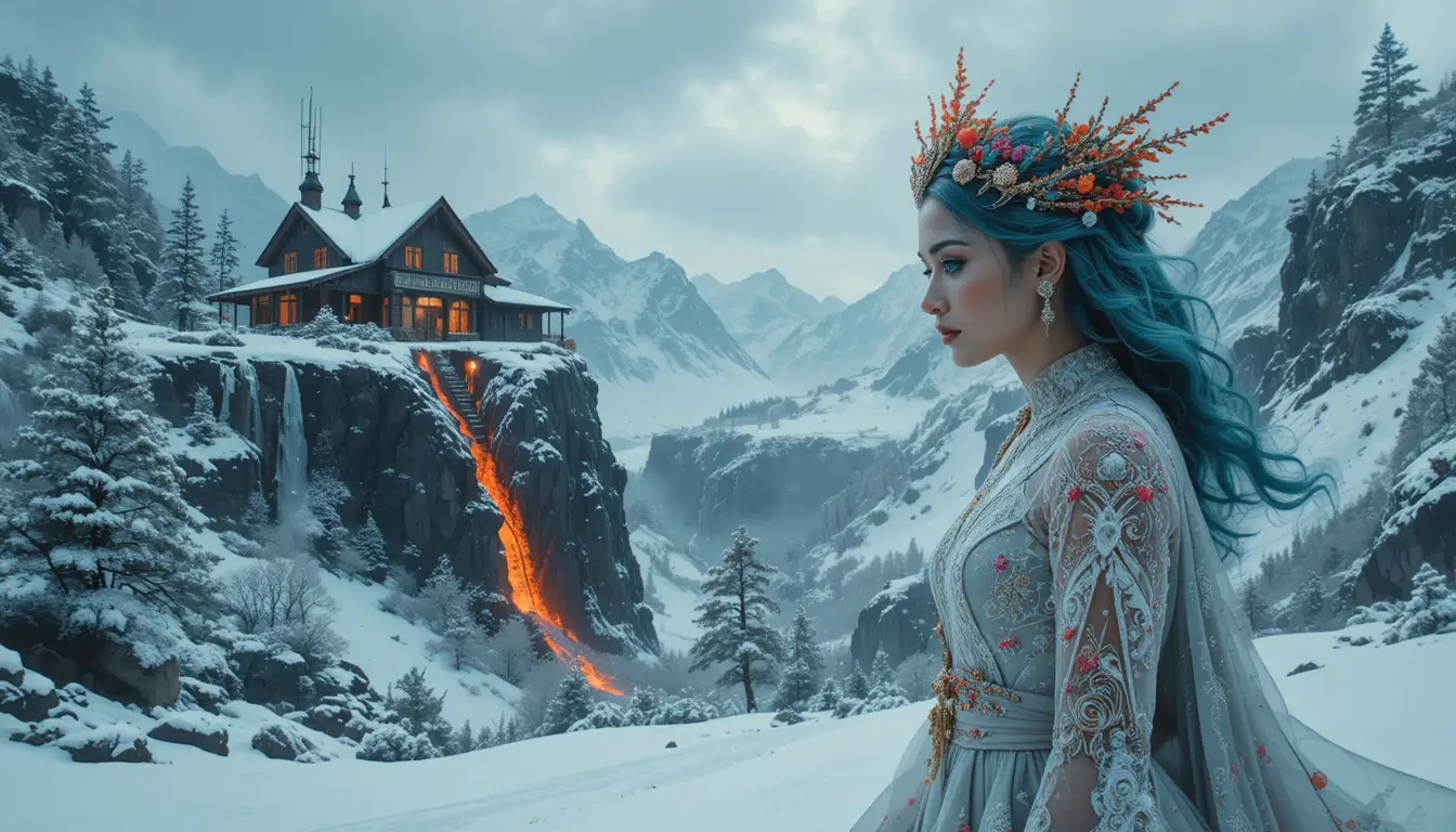 飄浮在雪山森林上空的空靈白色生物