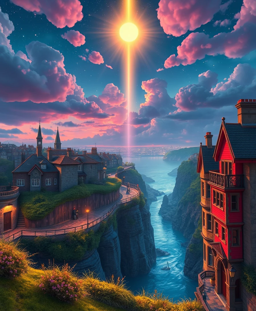 Paysage surréaliste et fantaisiste de Cardiff aux confins de la réalité