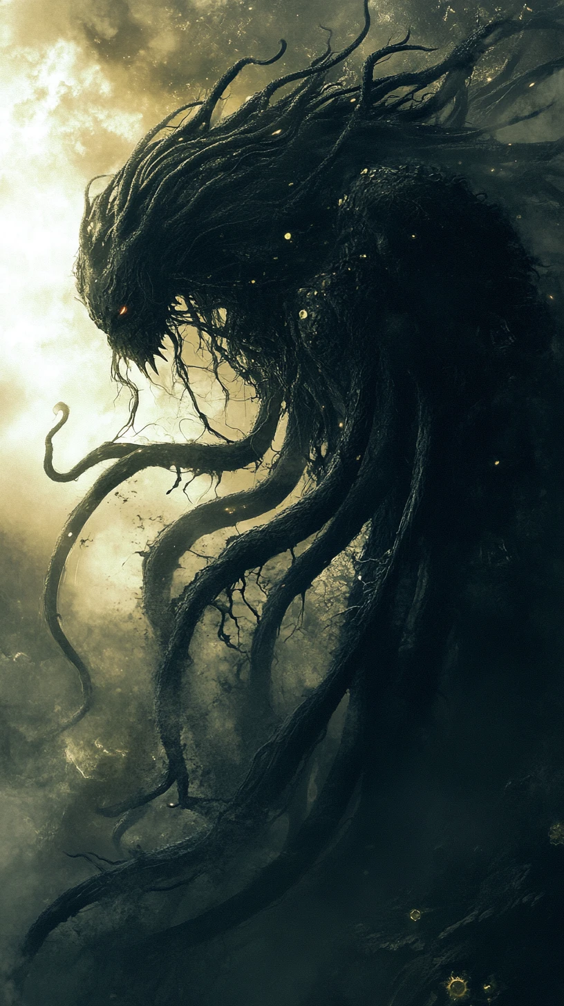 Monstro sombrio de fantasia surgindo em plena luz do dia