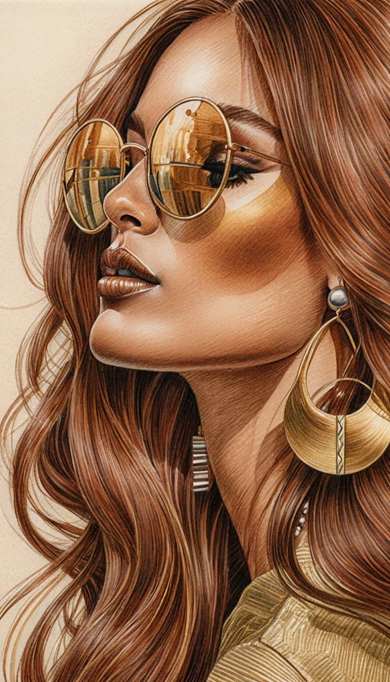 Elegante Modeillustration einer Frau im Profil