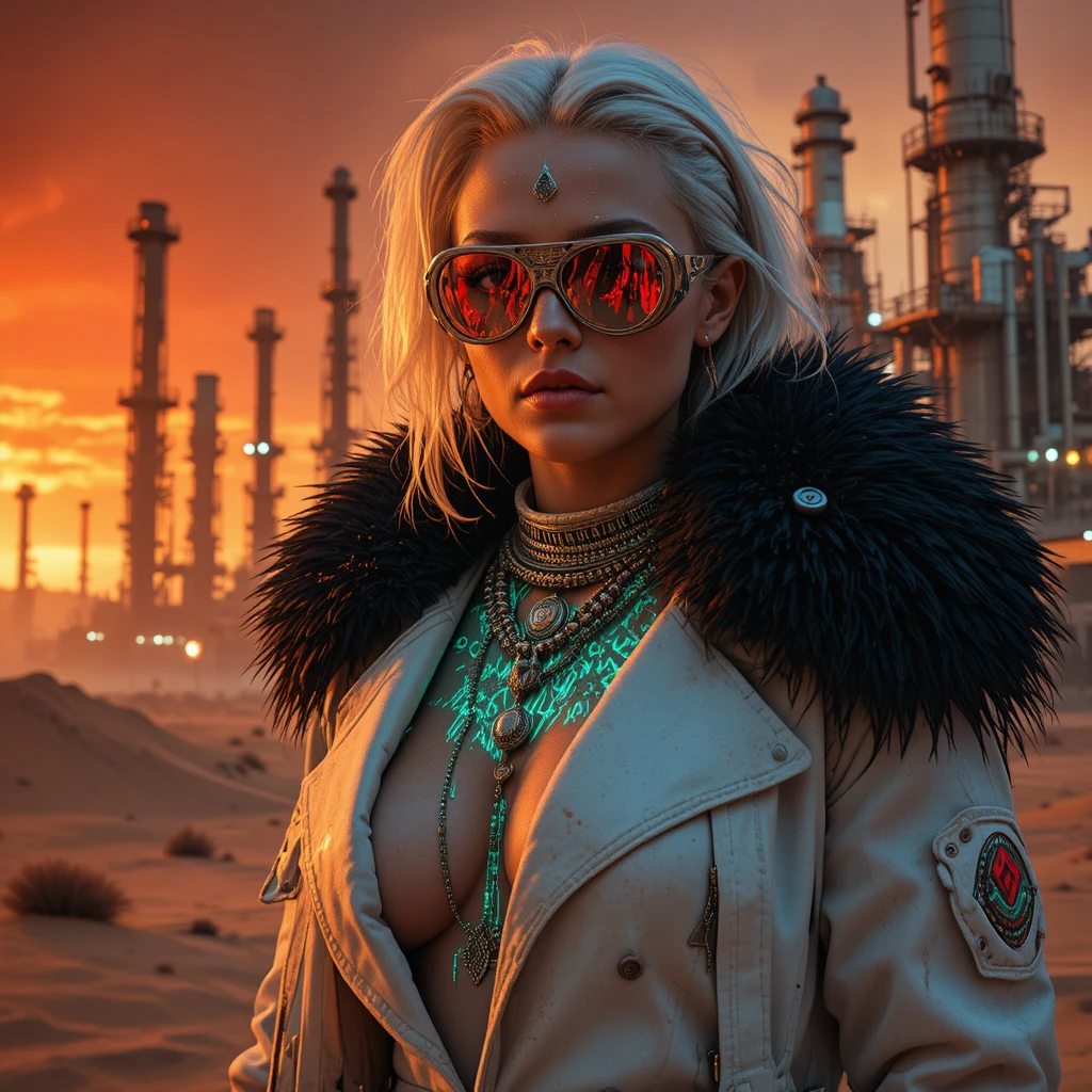 Cyberpunk femme fatale in extreme close up portrait