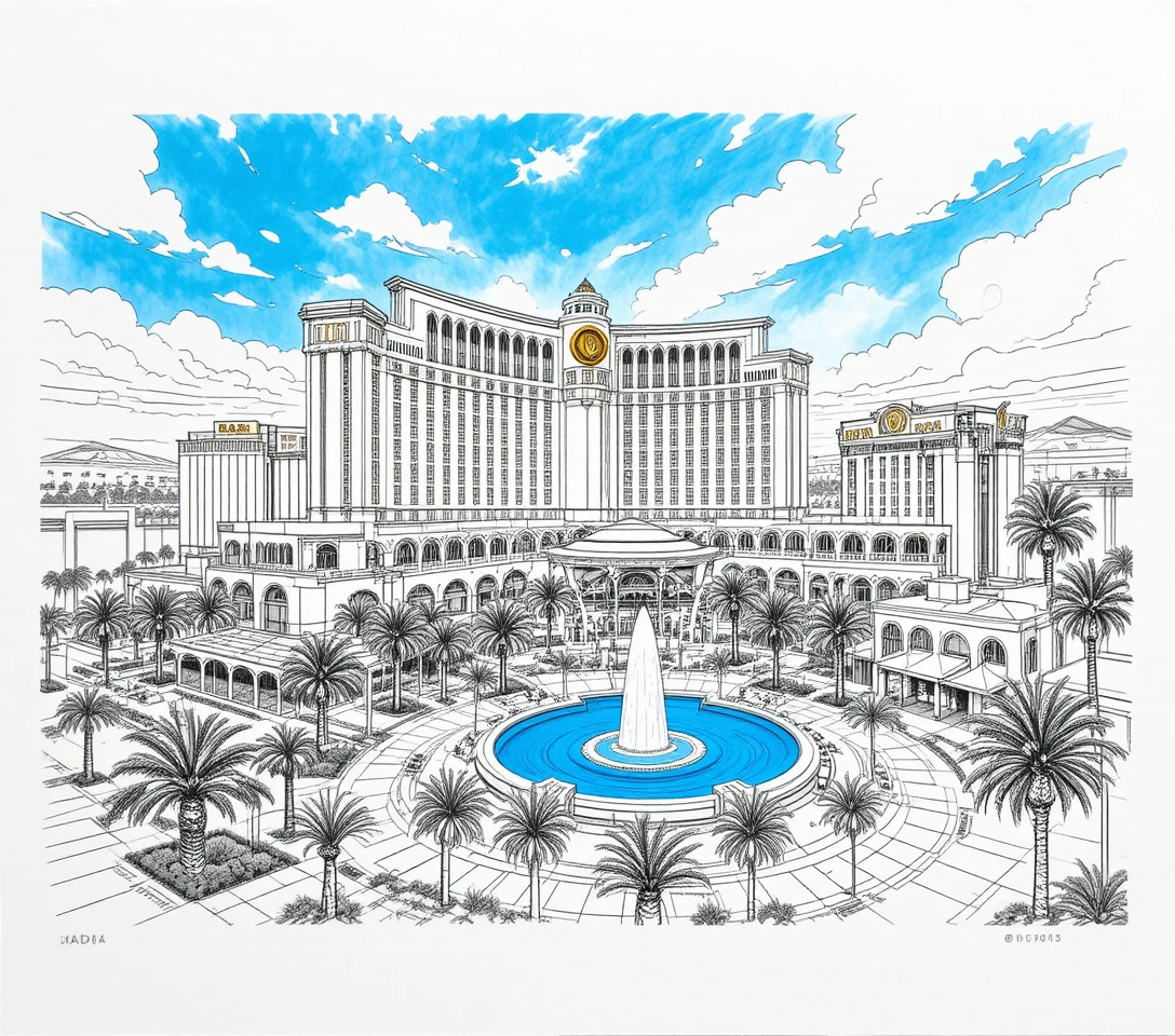 Vista aérea de hoteles y casinos de lujo en el paisaje urbano de Las Vegas