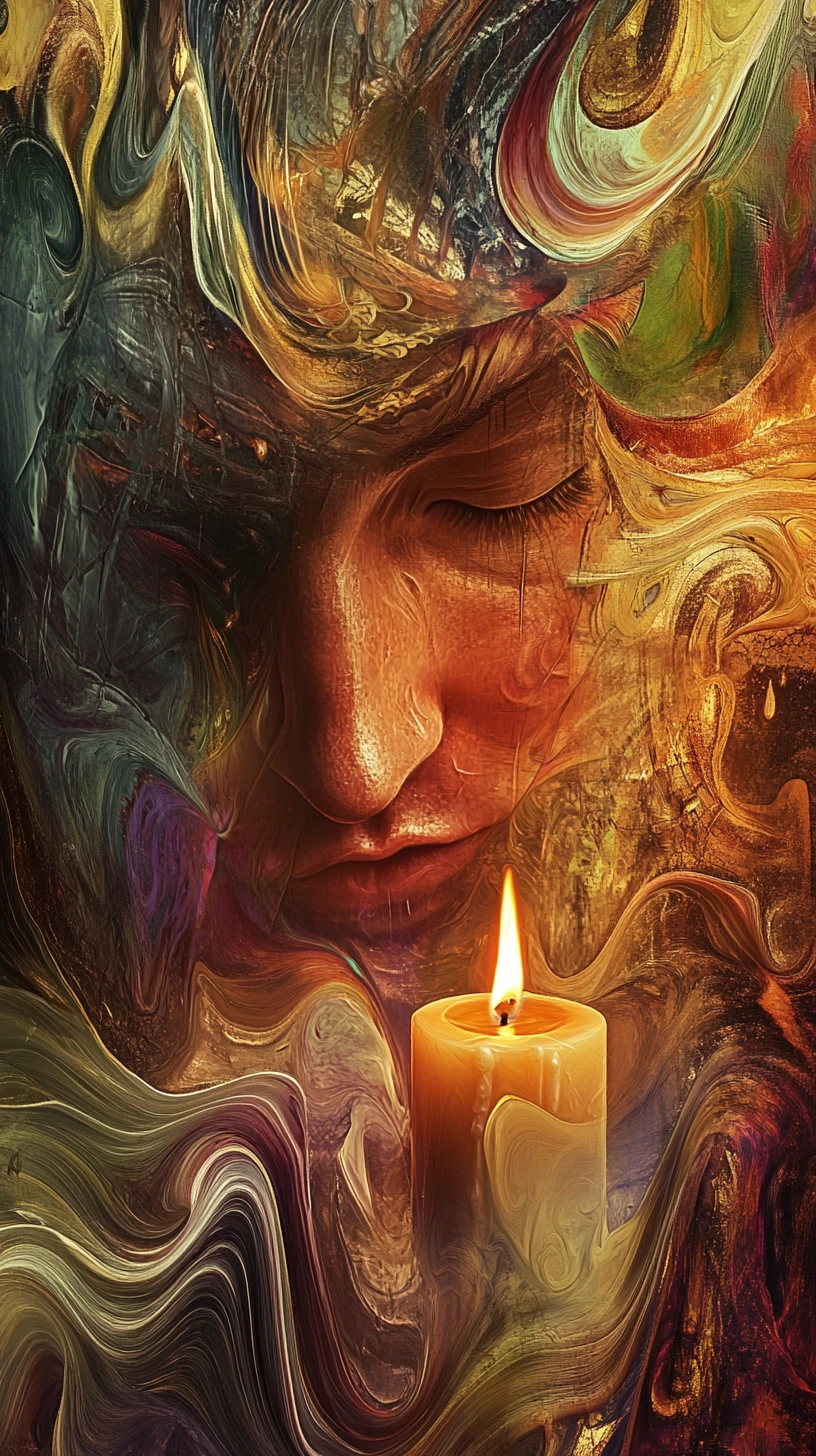 Candela da servizio solitaria che brucia dolcemente nel buio