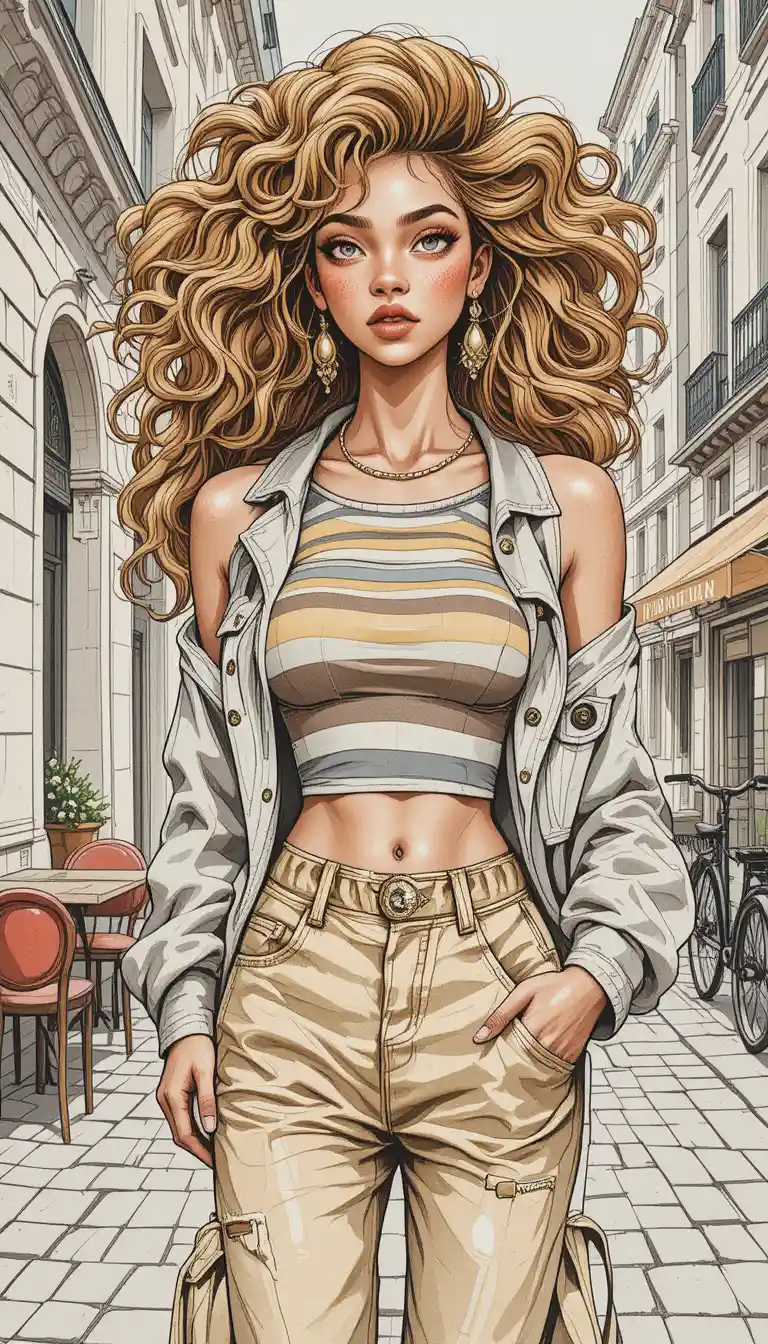 Stylish woman on Paris street in warm afternoon light