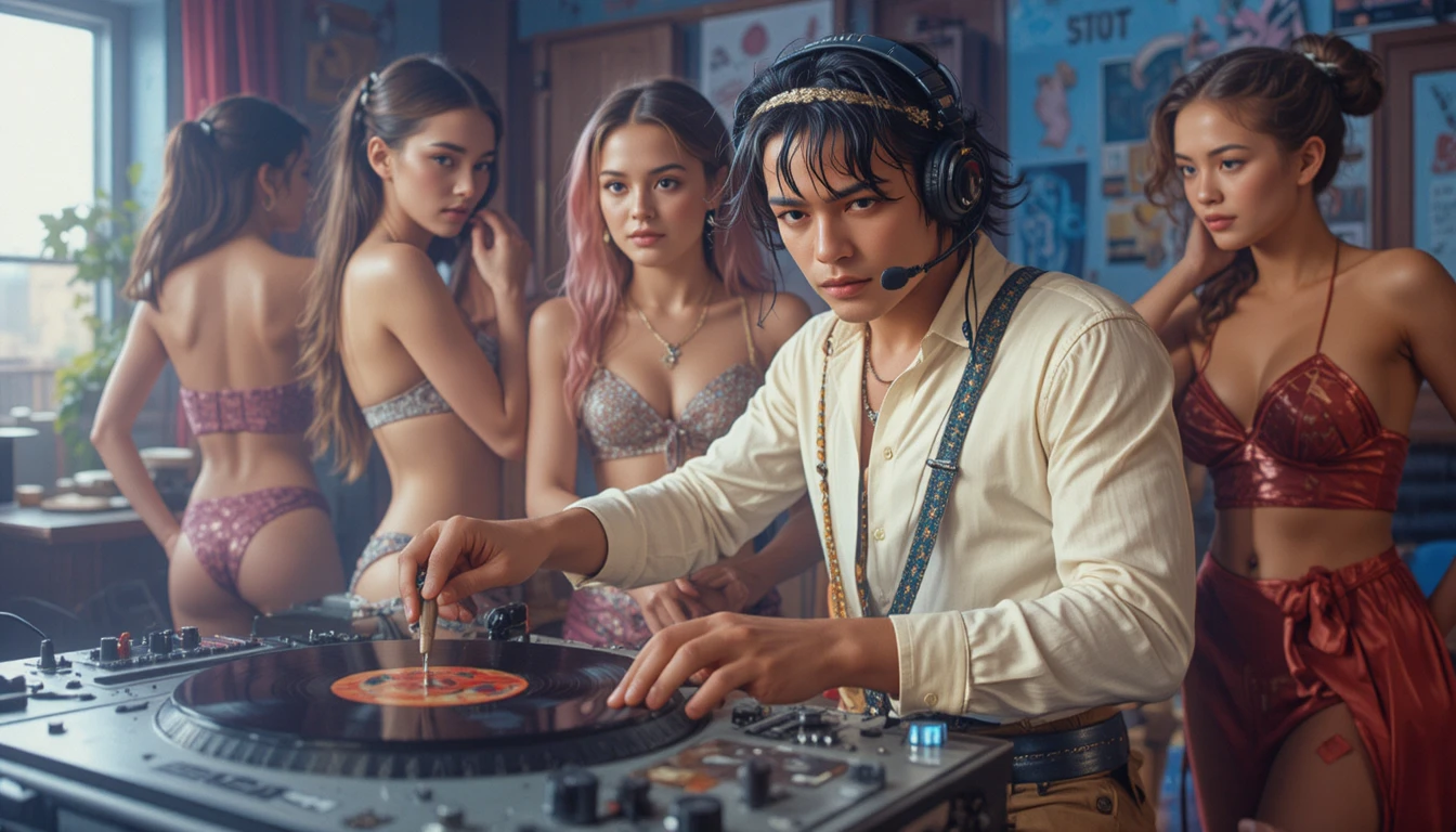 DJ in stile argilla che suona musica nostalgica su musicassette