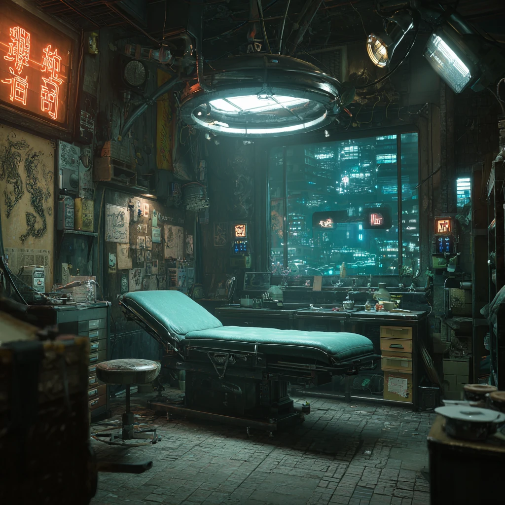 Séance de tatouage fantomatique et glaçante dans un studio chinois futuriste