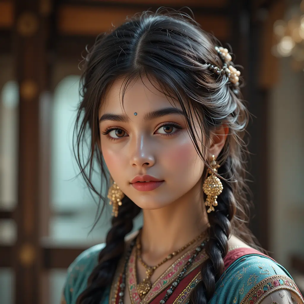 面容柔和溫婉的清純傳統女子