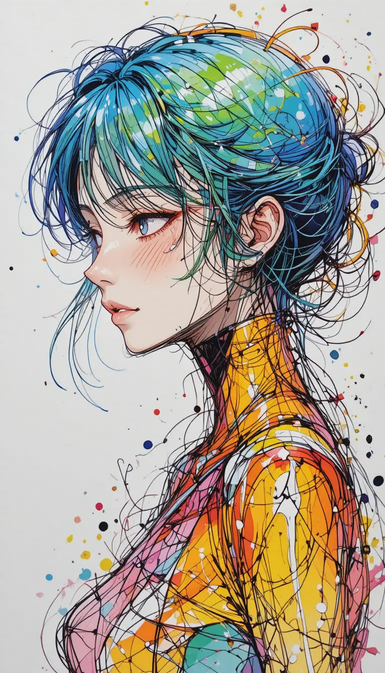Deux filles d’anime dans une audacieuse illustration de romance de science-fiction