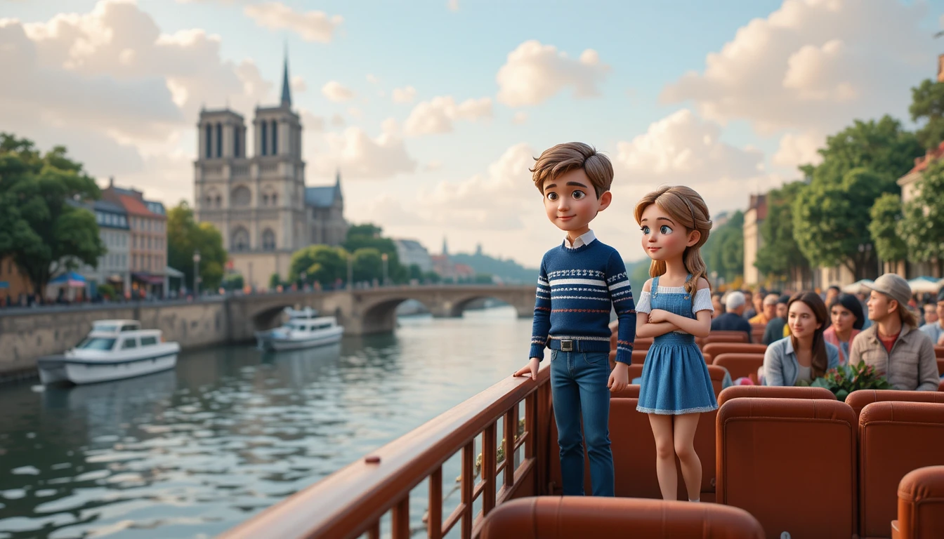 Vista de barco da catedral de Notre-Dame no rio Sena