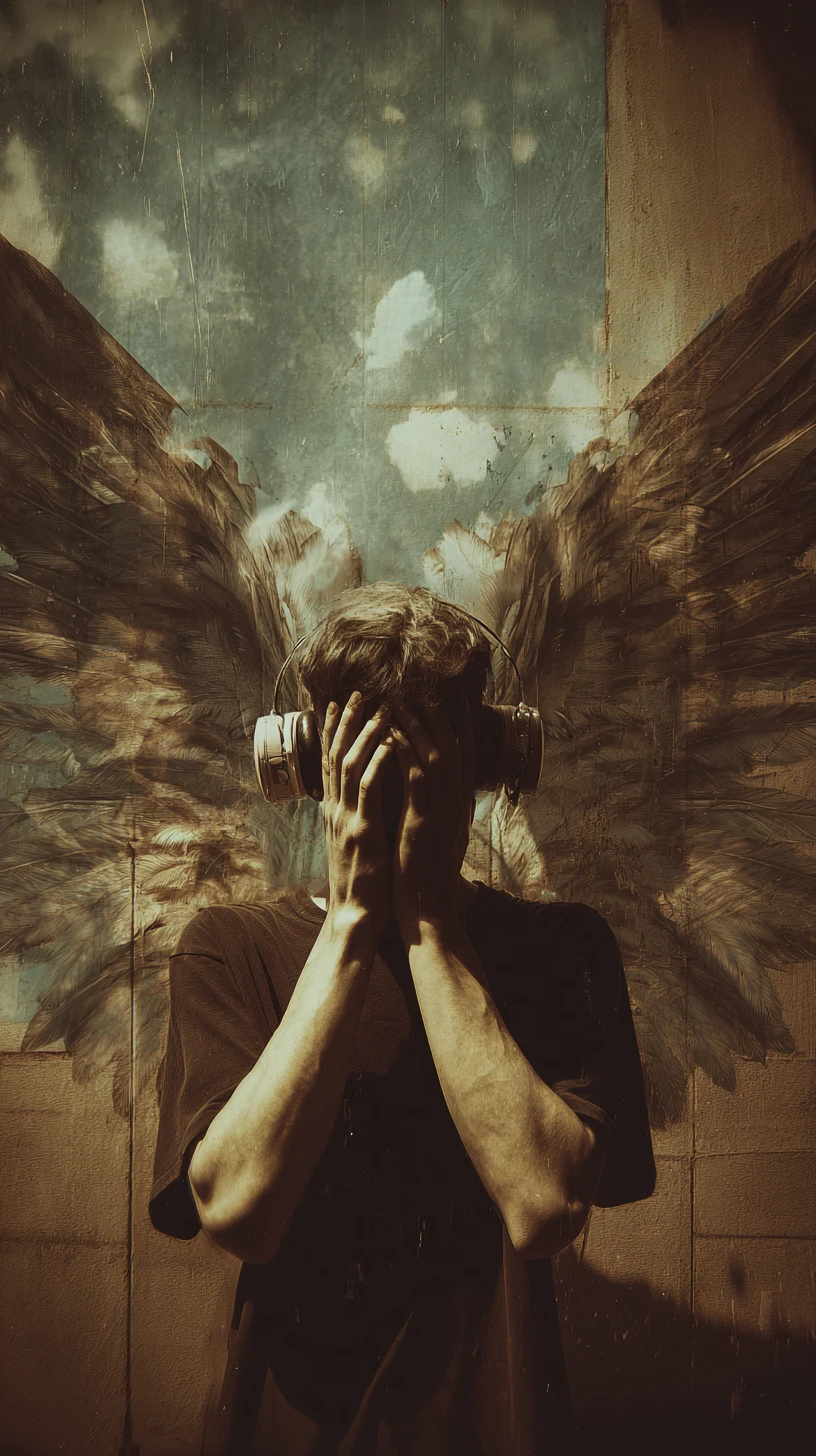 Anjo caído emergindo das profundezas flamejantes do inferno