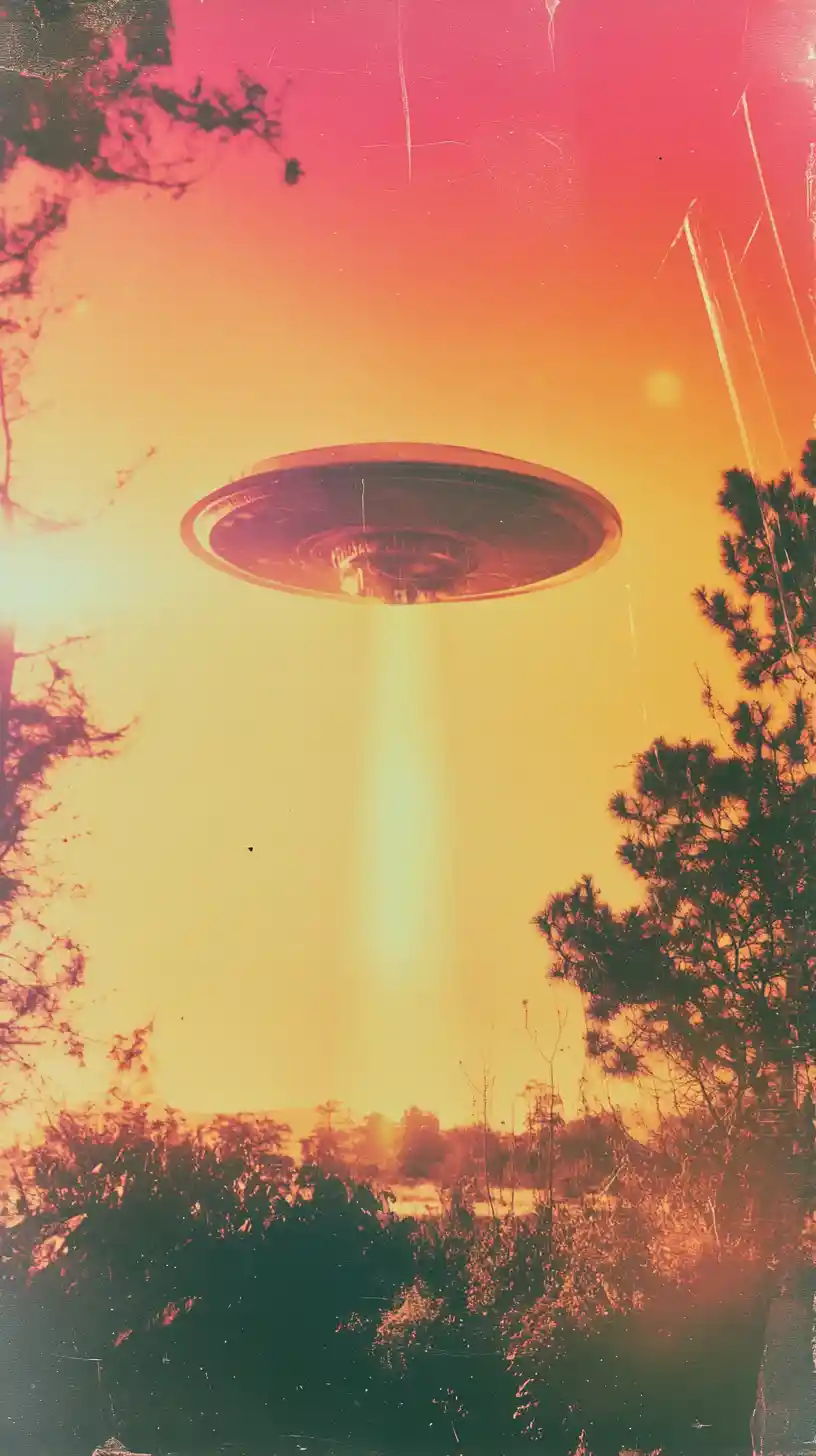 UFO Above Alien Biodome In Analog Horror Landscape