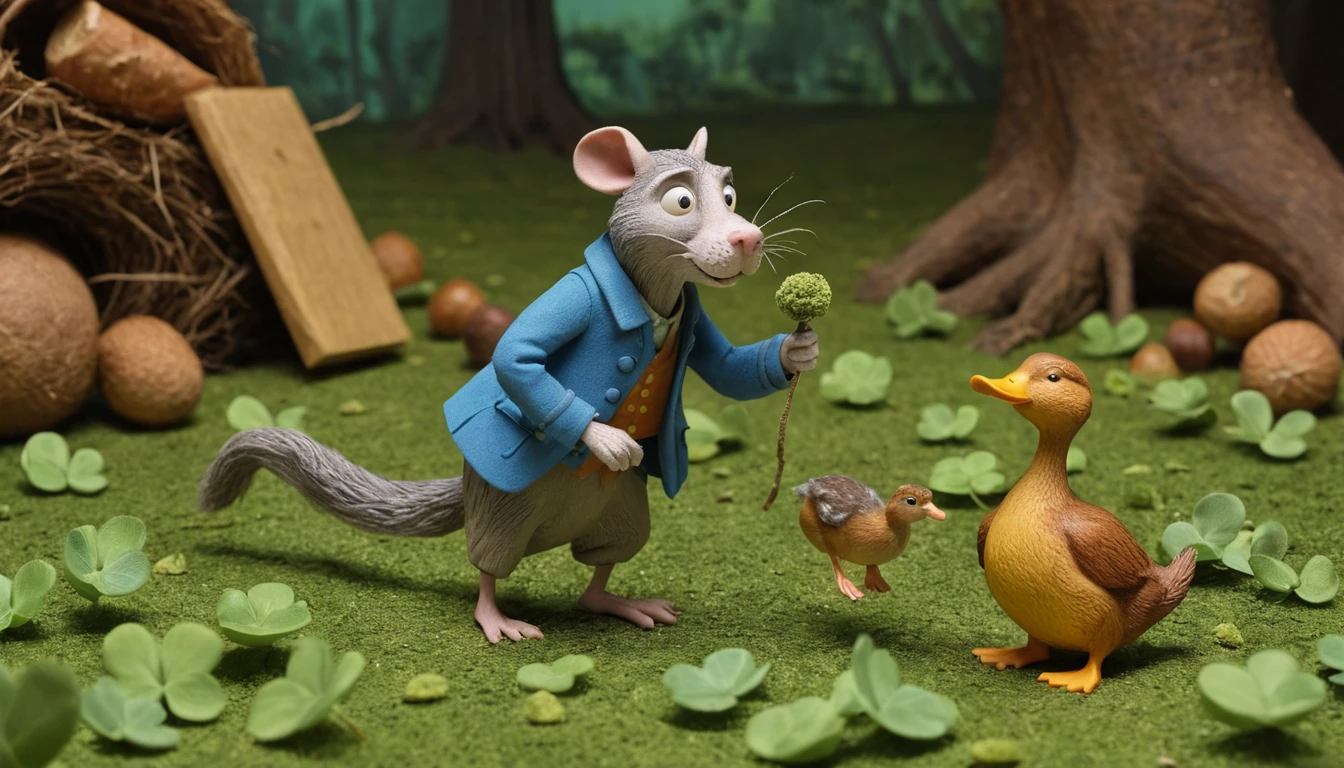 Illustration pour enfants joyeuse avec un rat espiègle