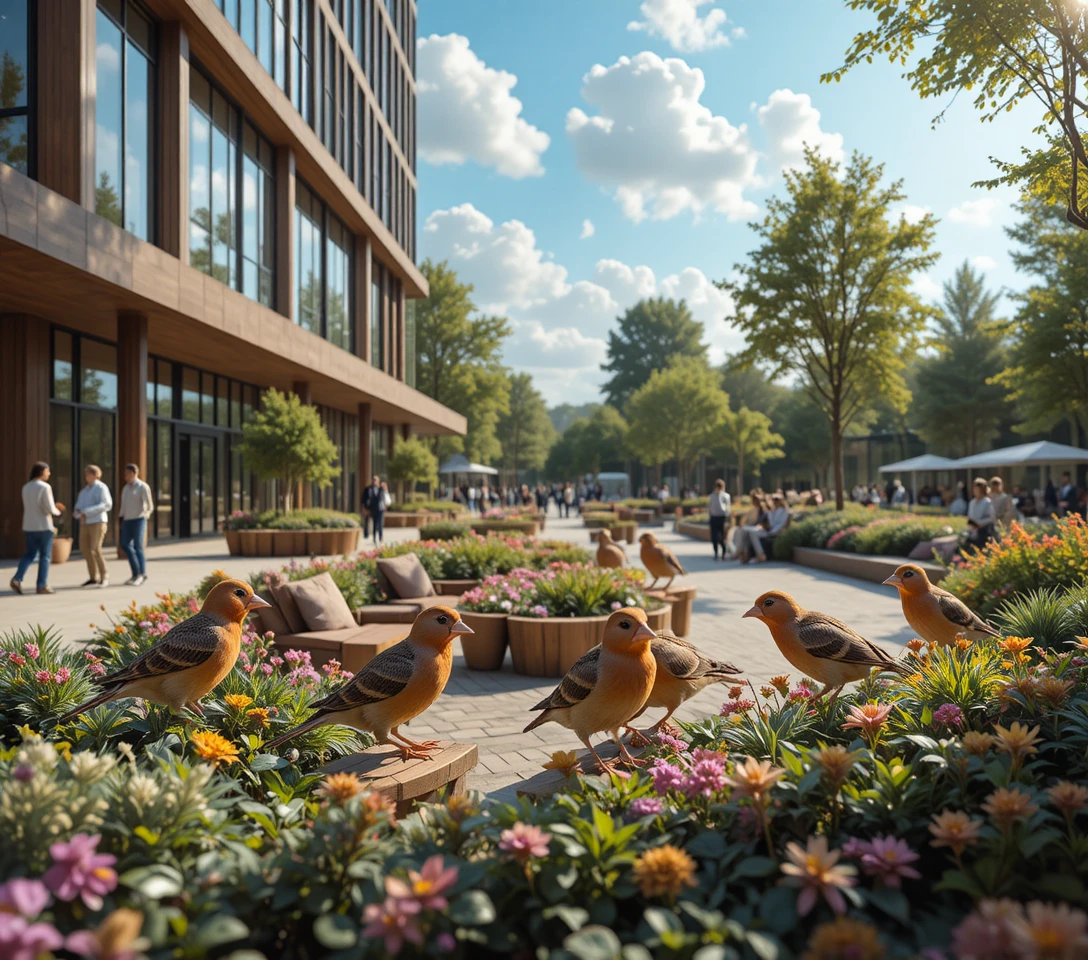 Esquilos-vermelhos brincalhões em um parque urbano moderno e ensolarado