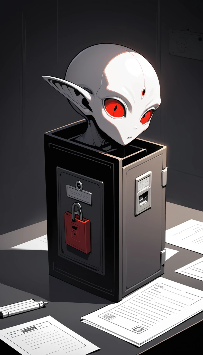 Dossier alien top secret sur bureau sombre