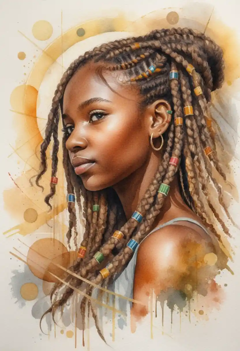 Ritratto di ragazza africana a matite colorate su carta texturizzata