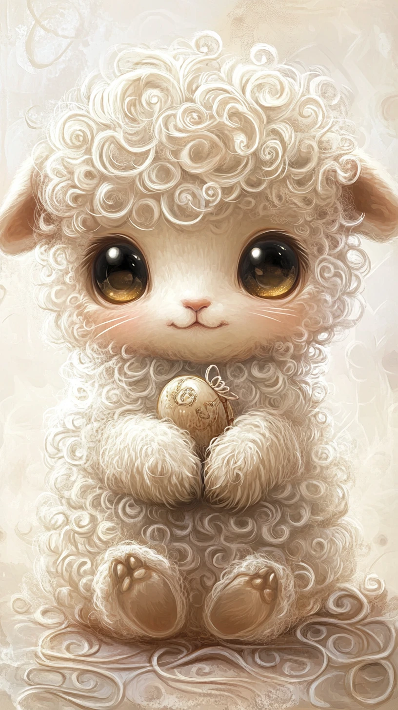 Niedliche, flauschige Babytiere-Illustration mit glänzenden Kulleraugen