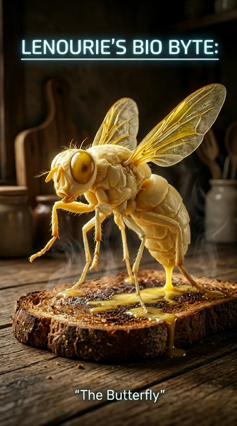 Mosca de mantequilla derretida sobre tostada caliente