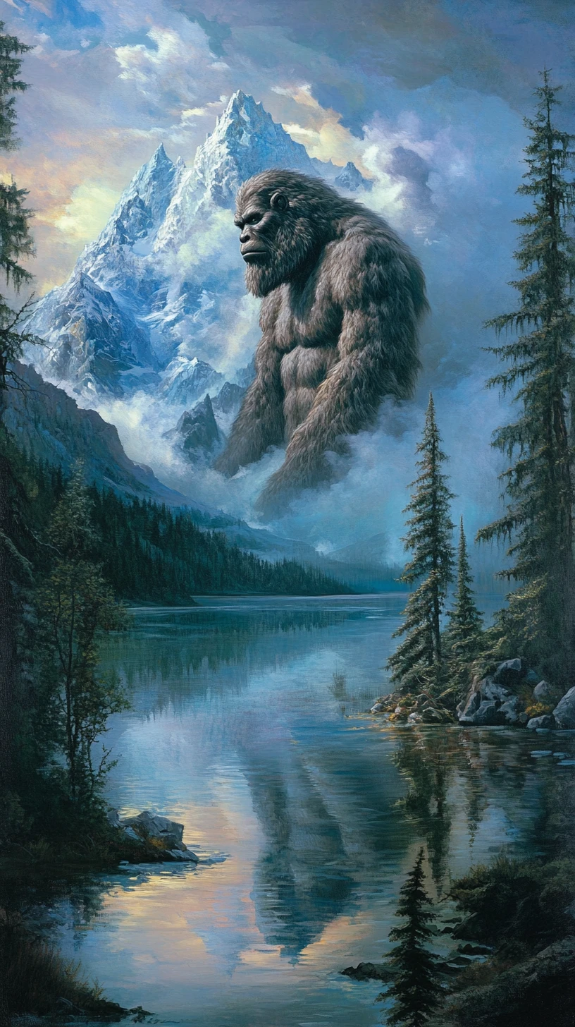 Colossal Sasquatch At The Edge Of A Mystical Forest