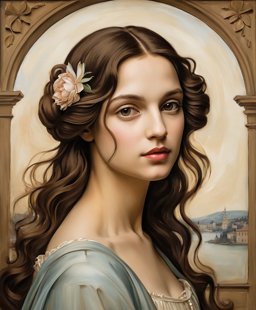 Classical woman portrait in rich oil painting style