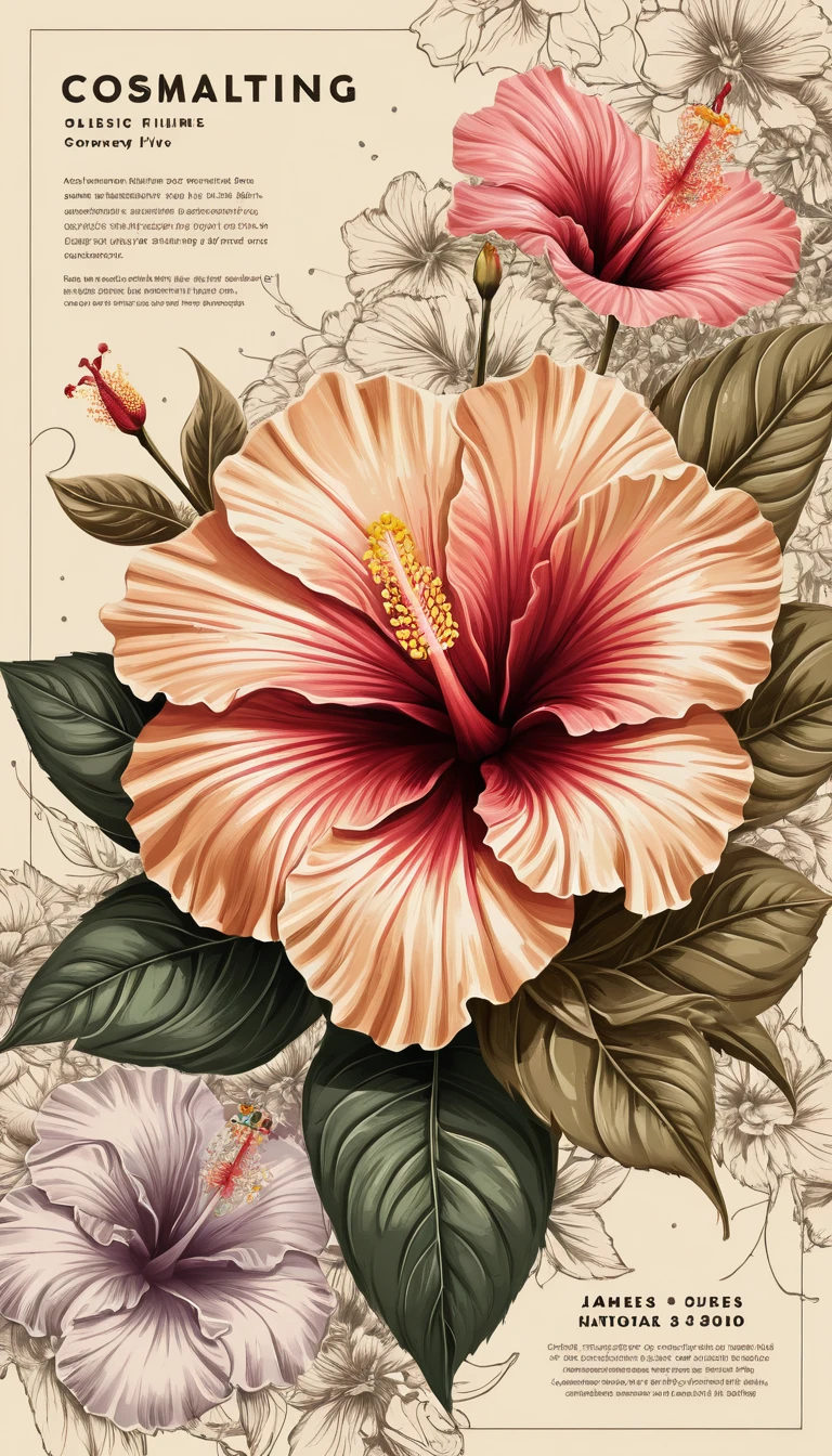 Vektor-kosmische Blumenillustration auf Vintage-Sepia-Flyer-Hintergrund