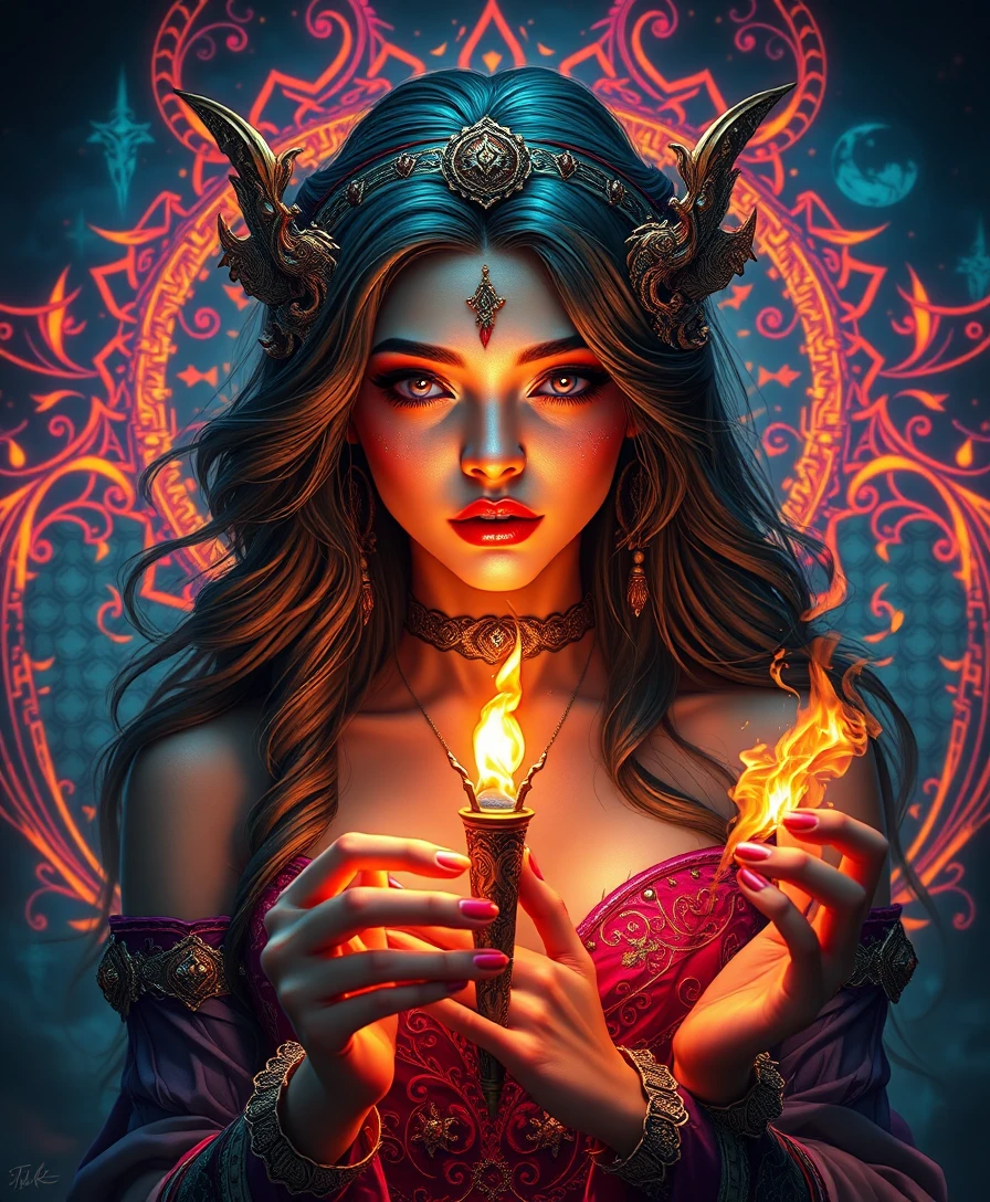 Retrato surreal de uma mulher em luz mística e onírica
