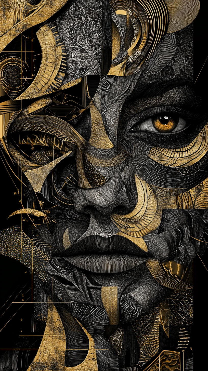 Surreal abstract portrait with animal fused facial shapes