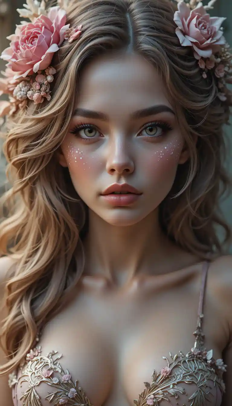 Mystical fantasy woman emerging from a vivid dreamlike realm