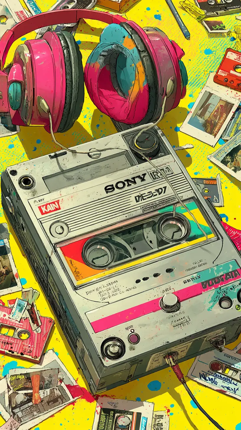 漂浮的 Sony Walkman 卡帶播放器化身復古流行英雄