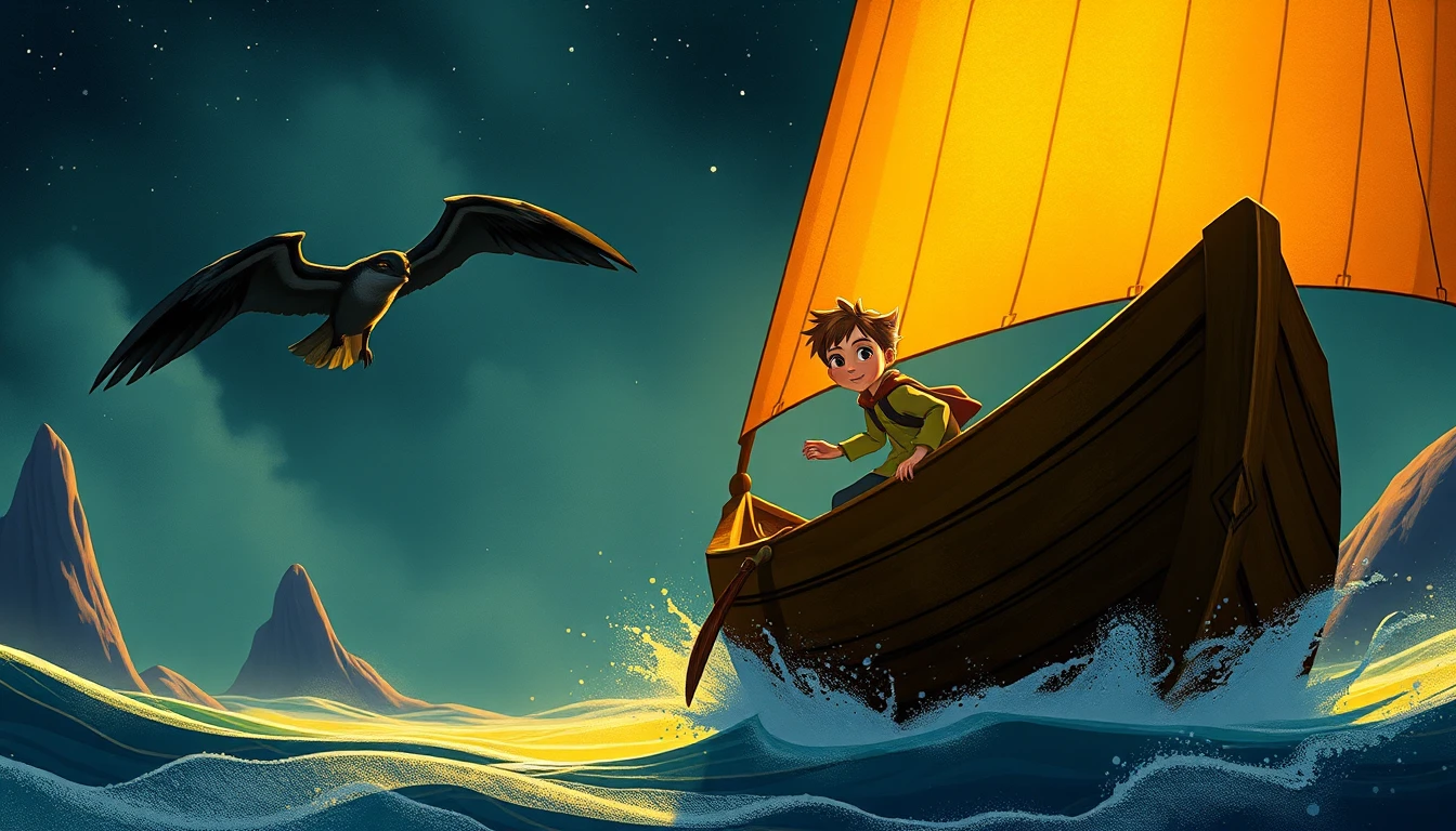 Amigos animales de dibujos animados caen del arca de Noé al mar